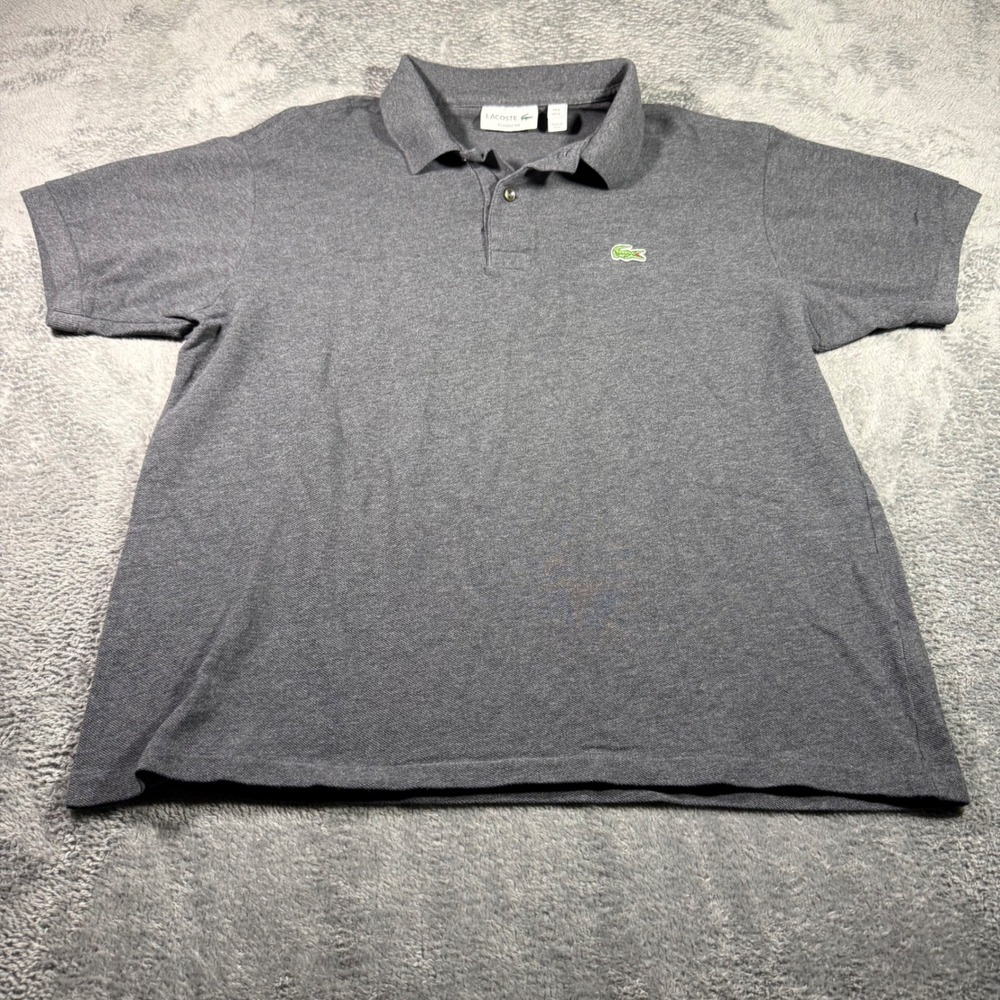 Lacoste Mens Classic Fit Polo Shirt Gray Short Sleeve Cotton XL FR 6 FA10615